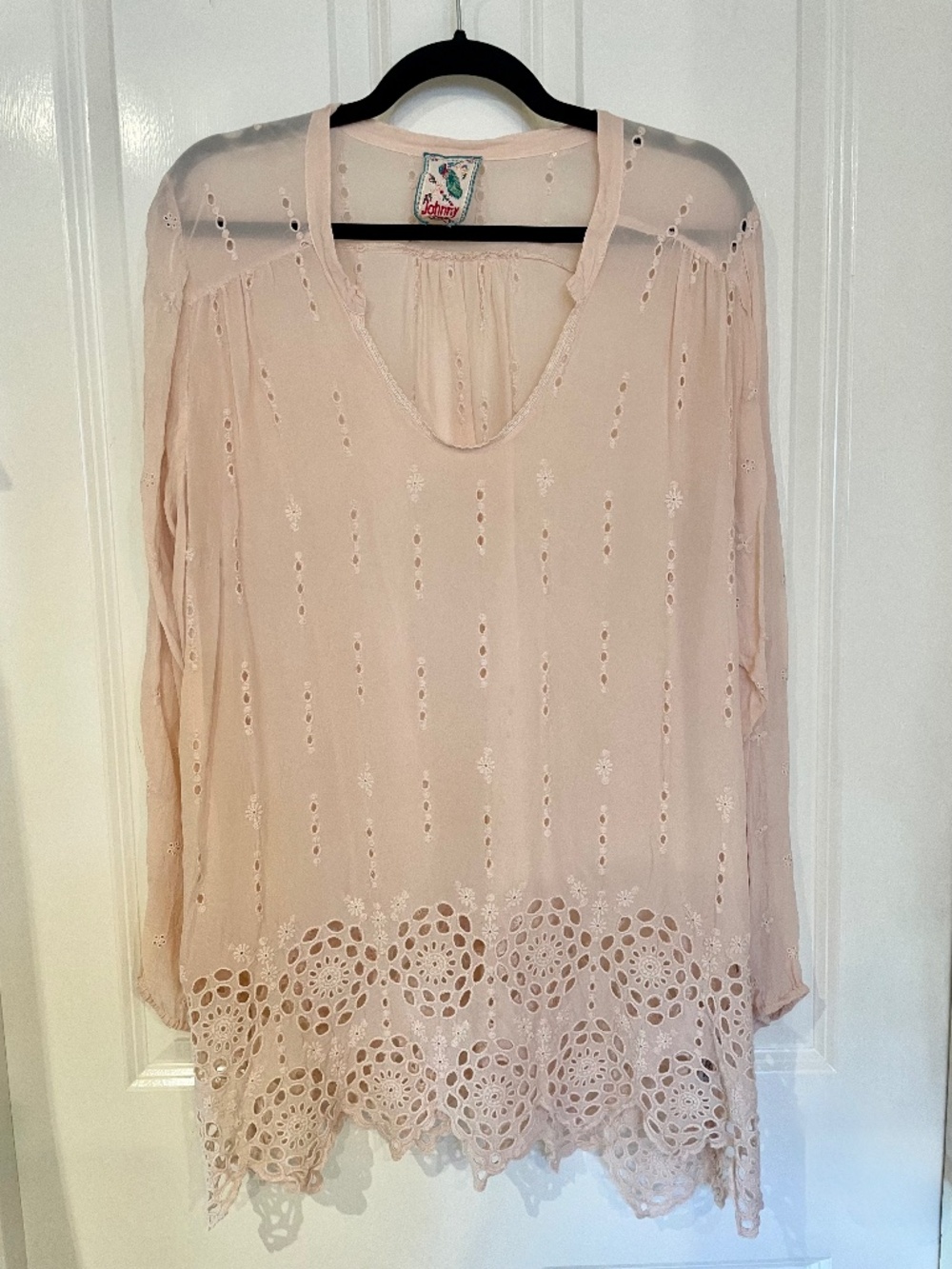 Johnny Was Pale Pink Blouse XL
